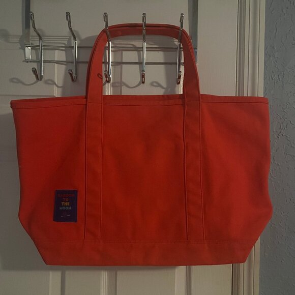 Baboon to the Moon Canvas Tote Bag in Mandarin Red - Picture 2 of 8